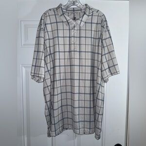 Cutter & Buck Drytec Gray and Blue Plaid Shirt size XXL